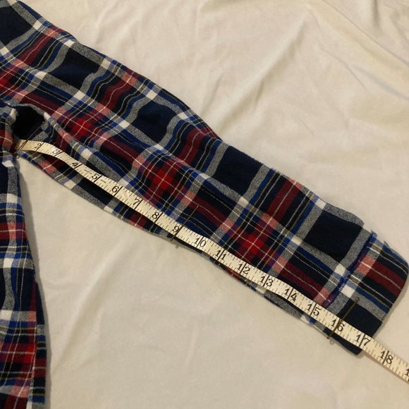 Socialite Red and Blue Plaid Flannel Button Down with Grey Hoodie - Picture 3 of 9